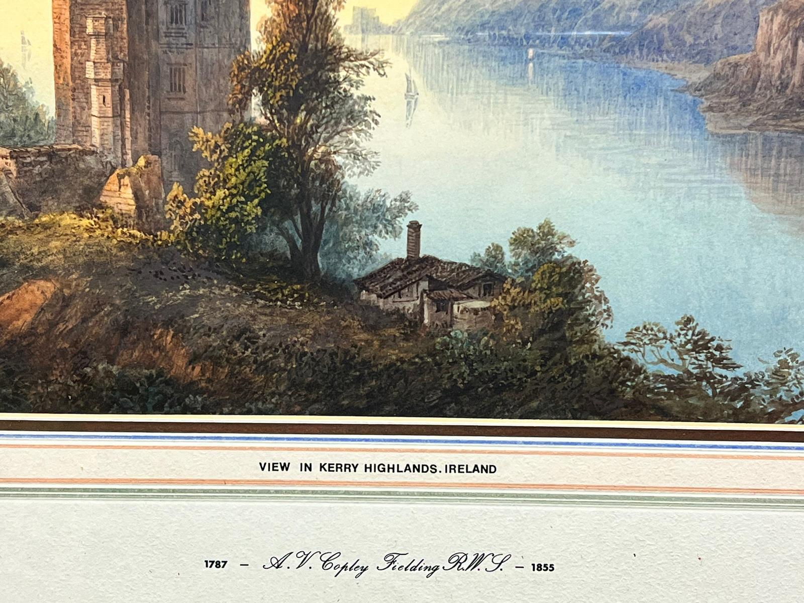 Antiguo Castillo Irlandés Lough Vista En Las Tierras Altas De Kerry Irlanda Paisaje - Figurative Painting Beige de Anthony Vandyke Copley Fielding