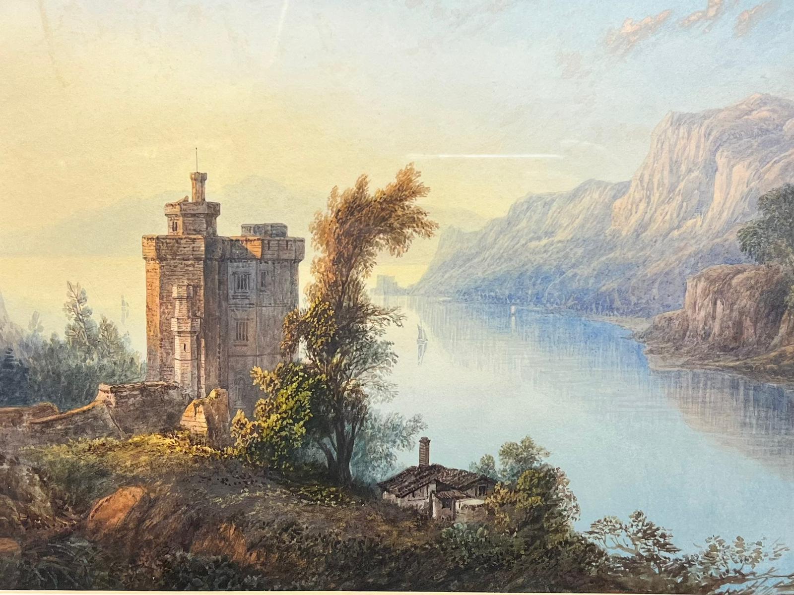 Antique Irish Lough Castle View In Kerry Highlands Ireland Landscape