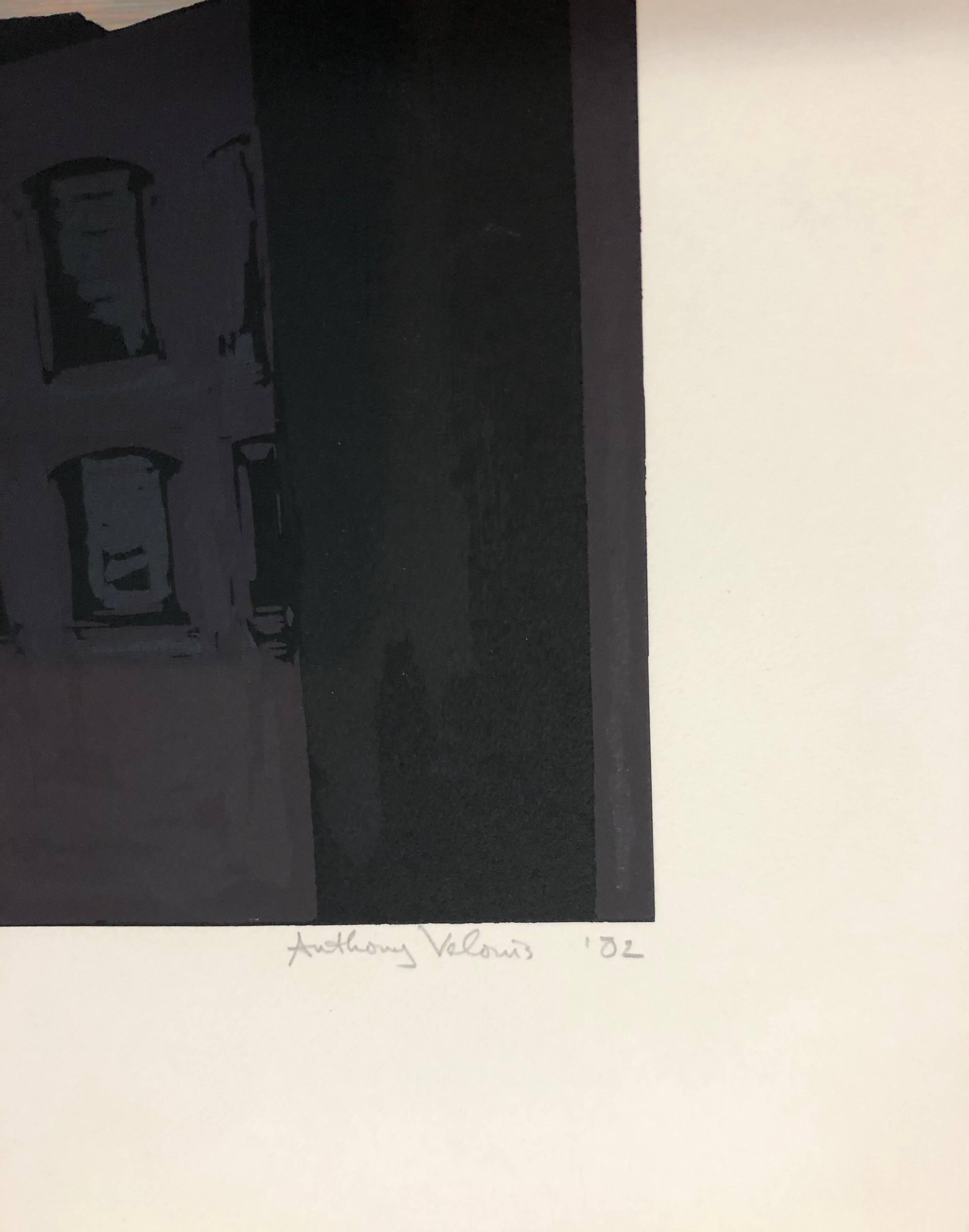 Large Modernist Silkscreen Screenprint 'Under Riverside Drive' NYC WPA Artist - American Modern Print by Anthony Velonis