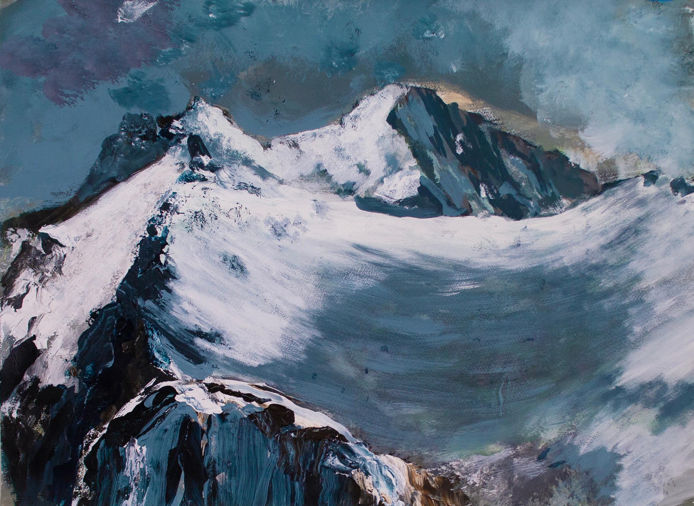 Alps Painting, Synthetic Polymer on Windsor and Newton Paper, 2025