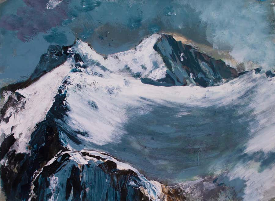 Alps Painting, Synthetic Polymer on Windsor and Newton Paper, 2025