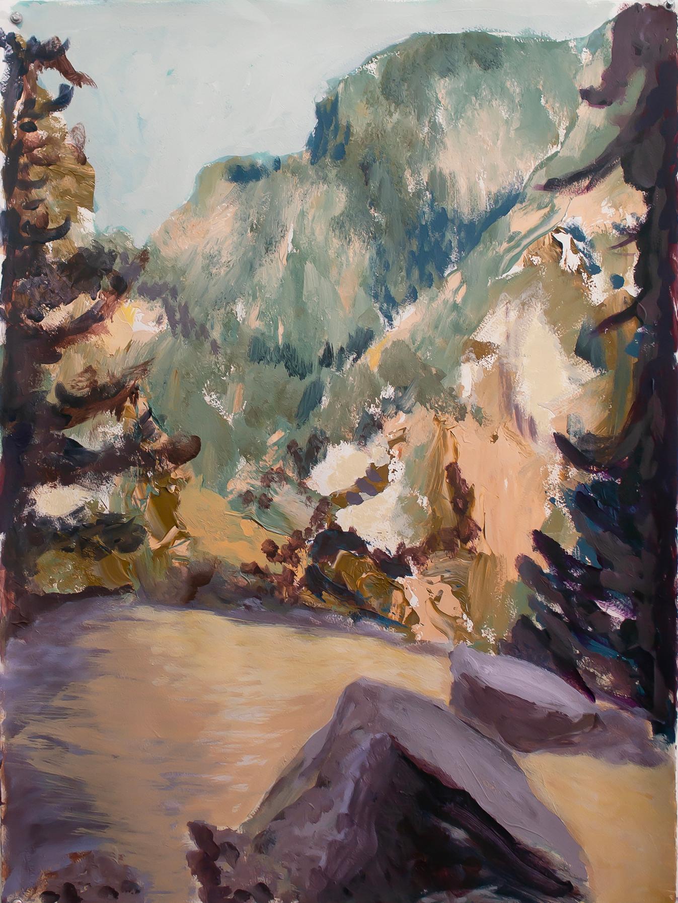 Gorge Yosemite II - Painting, Synthetic polymer on Windsor and Newton paper