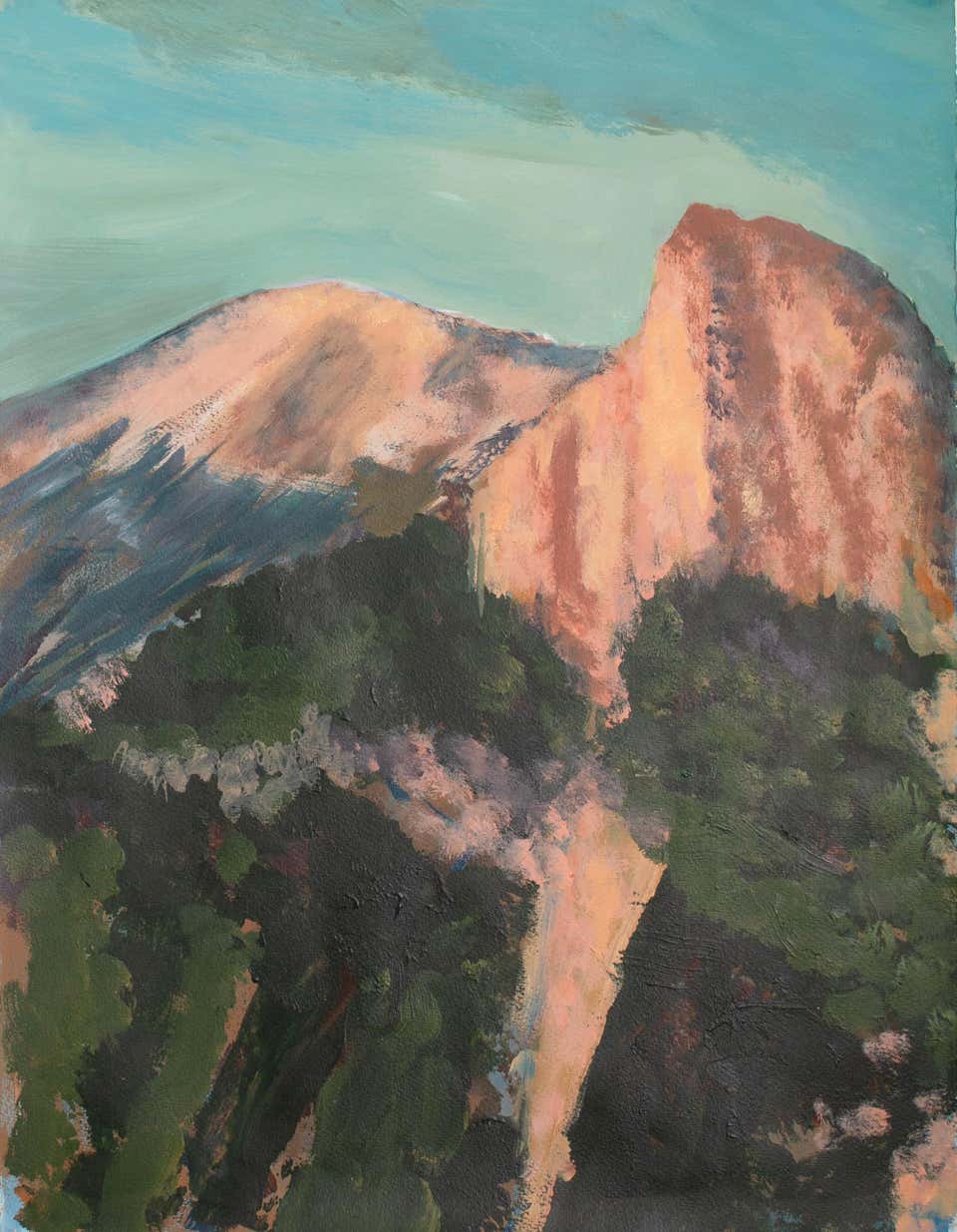 Les Rochers Rouge, Contemporary Acrylic on Paper, Framed, 2010+