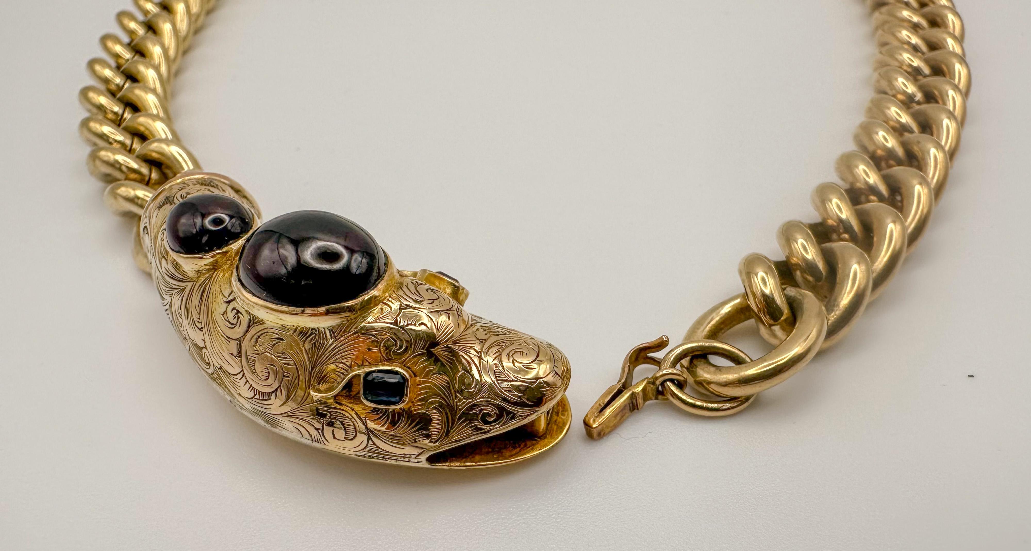 Cabochon Anthony's Temptation - Collana o bracciale con serpente in oro 9ct e granato in vendita