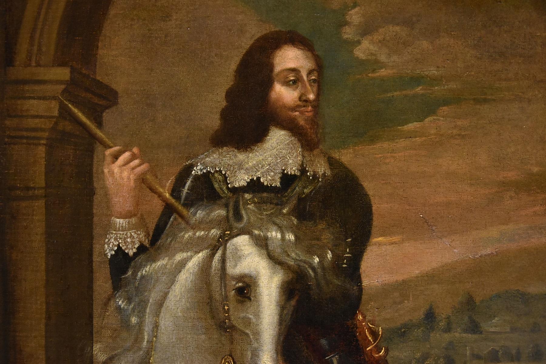 Portrait Charles I King Van Dyck Paint 17/18th Century Oil on canvas Old master  For Sale 6