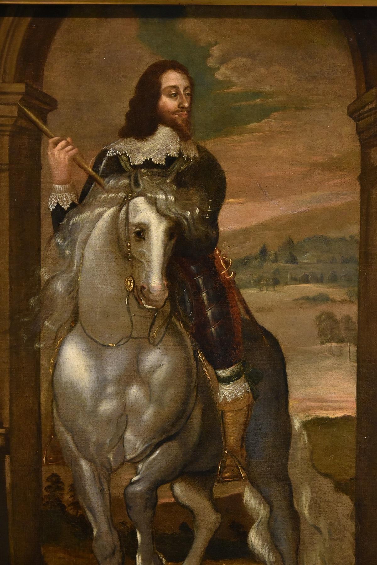 Porträt Charles I. König Van Dyck, Gemälde 17/18. Jahrhundert, Öl auf Leinwand, Alter Meister  im Angebot 1