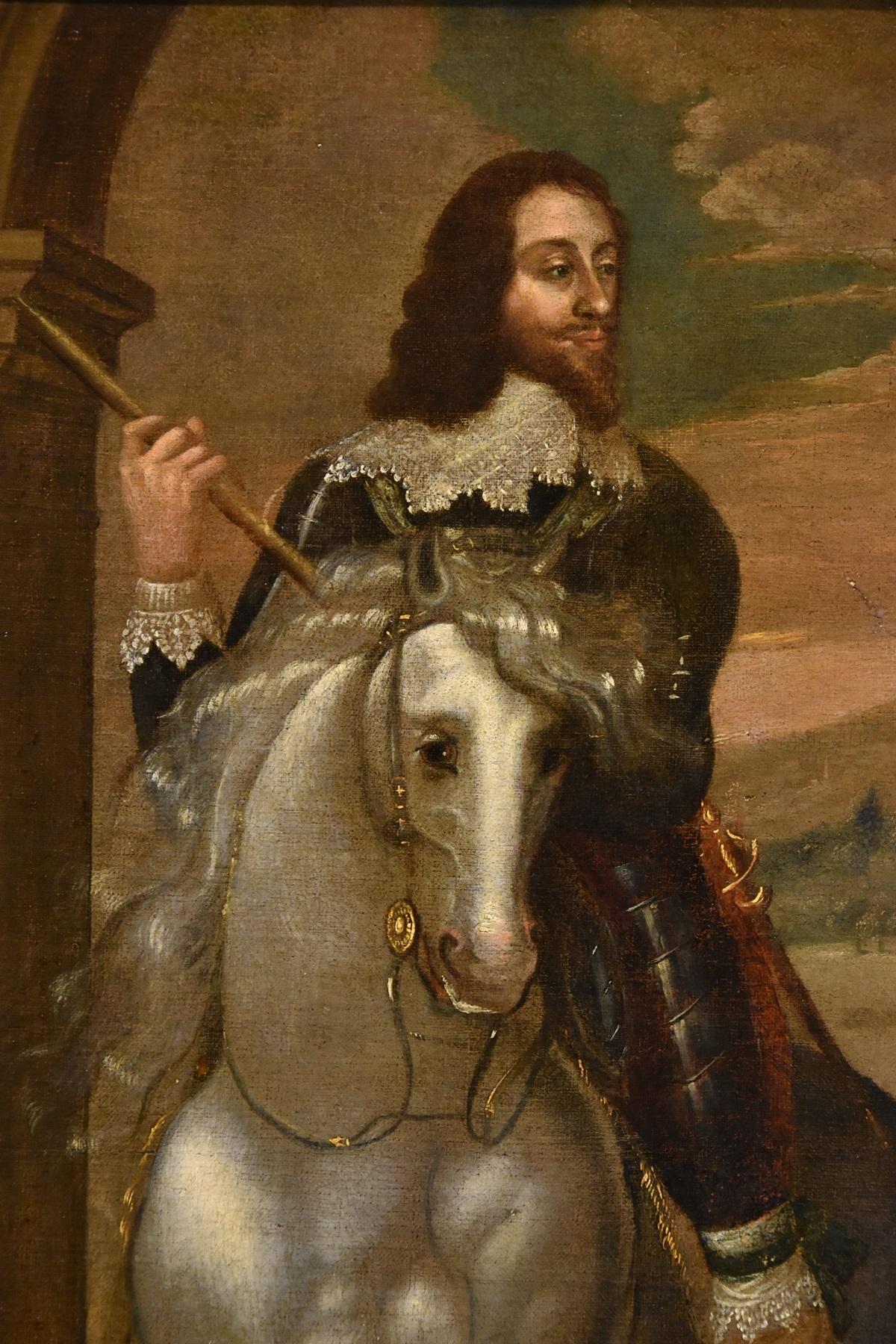 Porträt Charles I. König Van Dyck, Gemälde 17/18. Jahrhundert, Öl auf Leinwand, Alter Meister  im Angebot 3