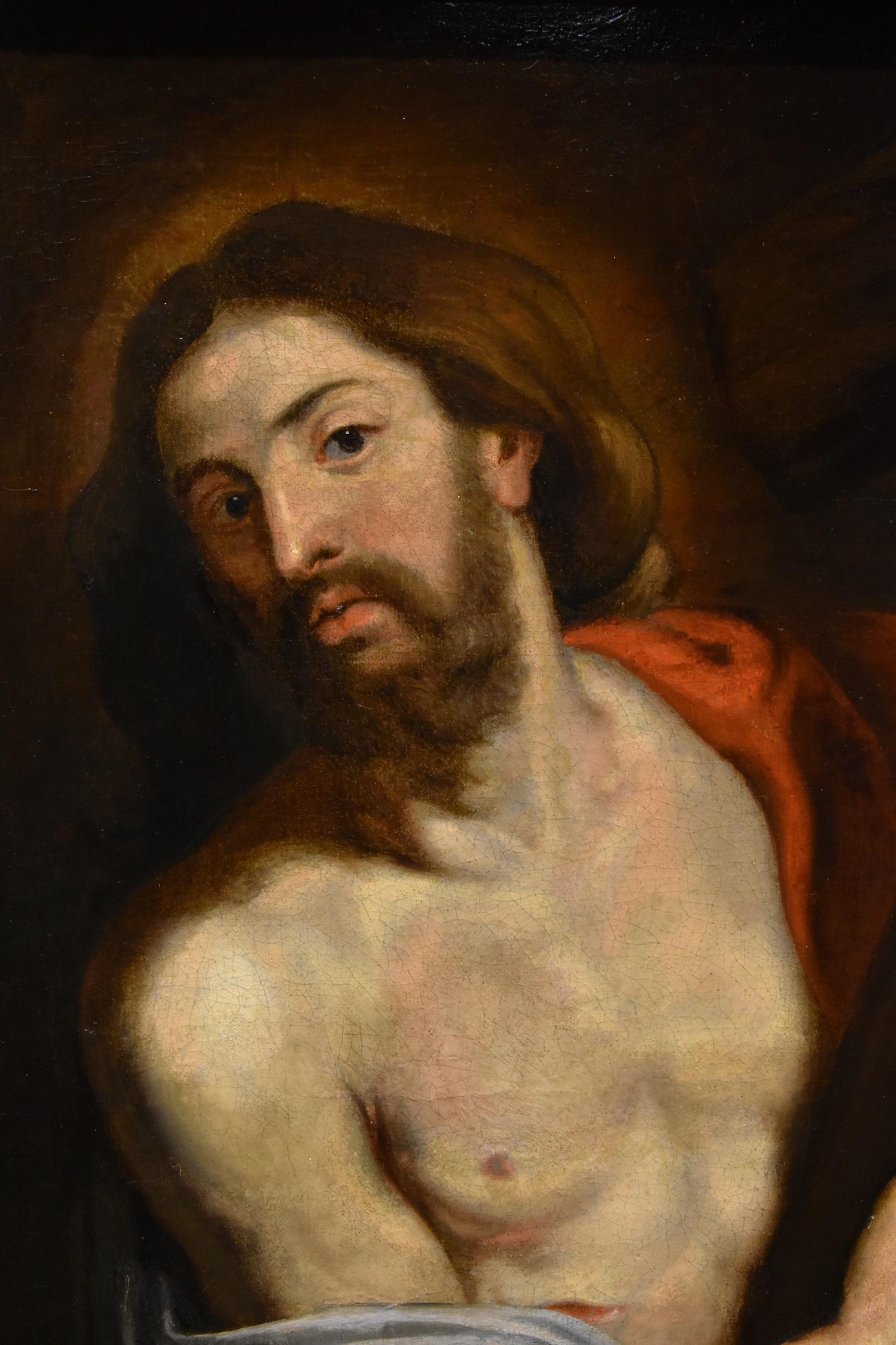 Cristo Cruz Religioso Van Dyck Siglo XVII Pintura Óleo sobre lienzo Viejo maestro en venta 7