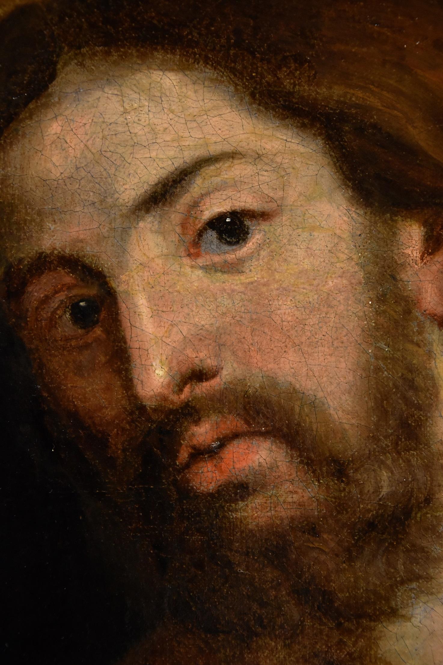 Cristo Cruz Religioso Van Dyck Siglo XVII Pintura Óleo sobre lienzo Viejo maestro en venta 8