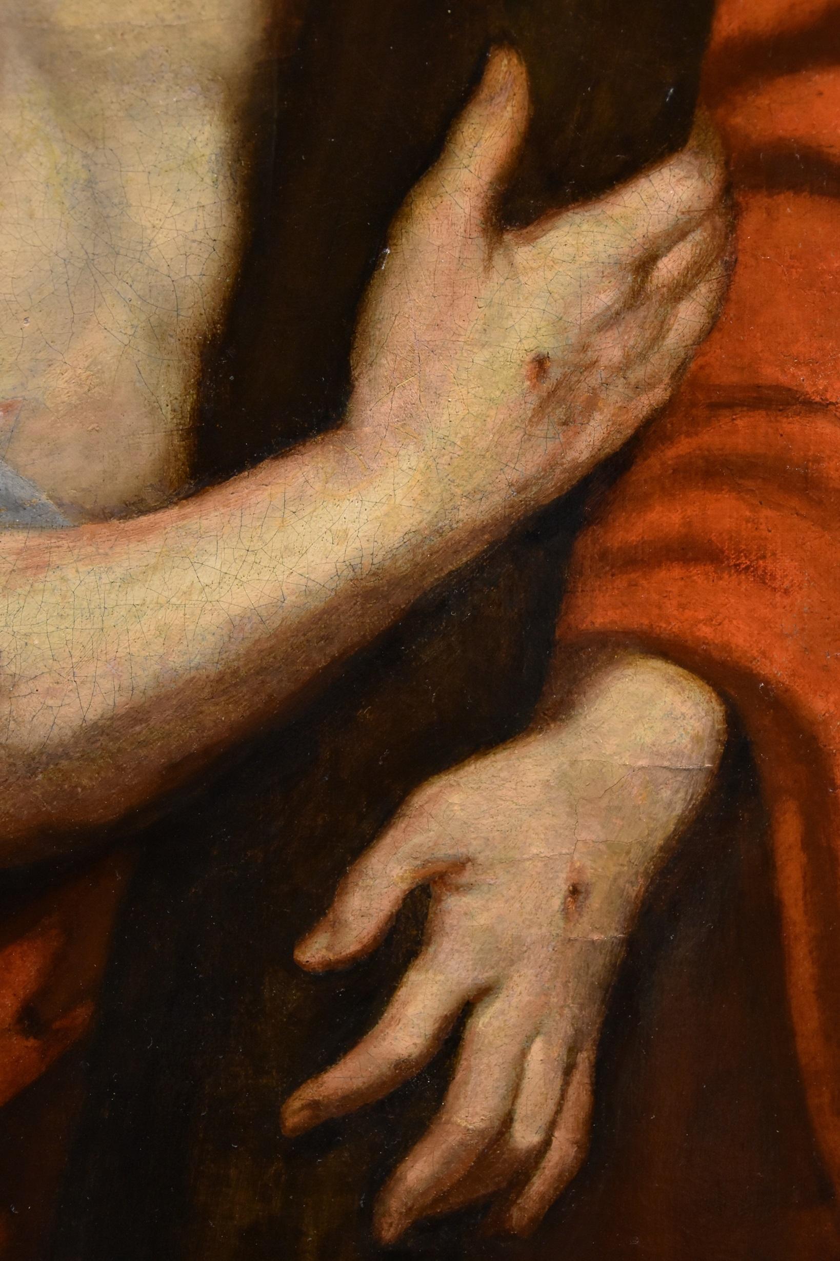 Cristo Cruz Religioso Van Dyck Siglo XVII Pintura Óleo sobre lienzo Viejo maestro en venta 9