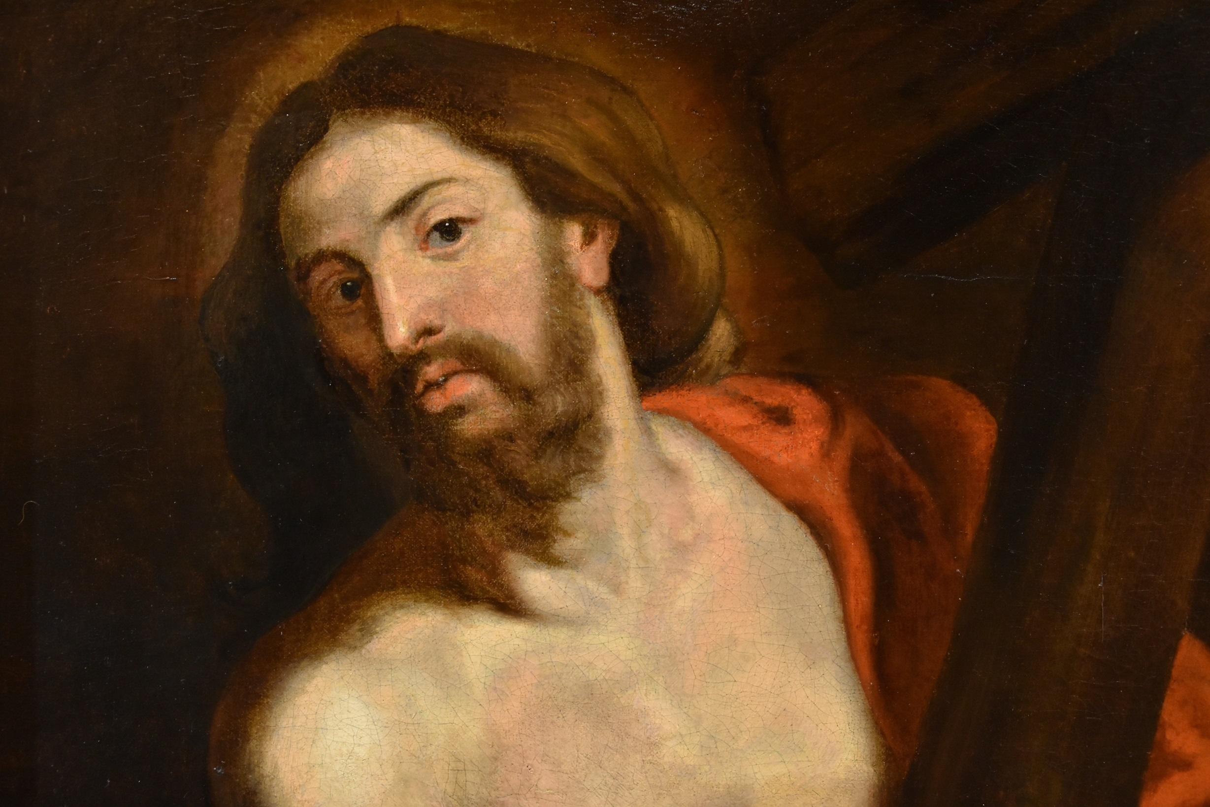 Cristo Cruz Religioso Van Dyck Siglo XVII Pintura Óleo sobre lienzo Viejo maestro en venta 2