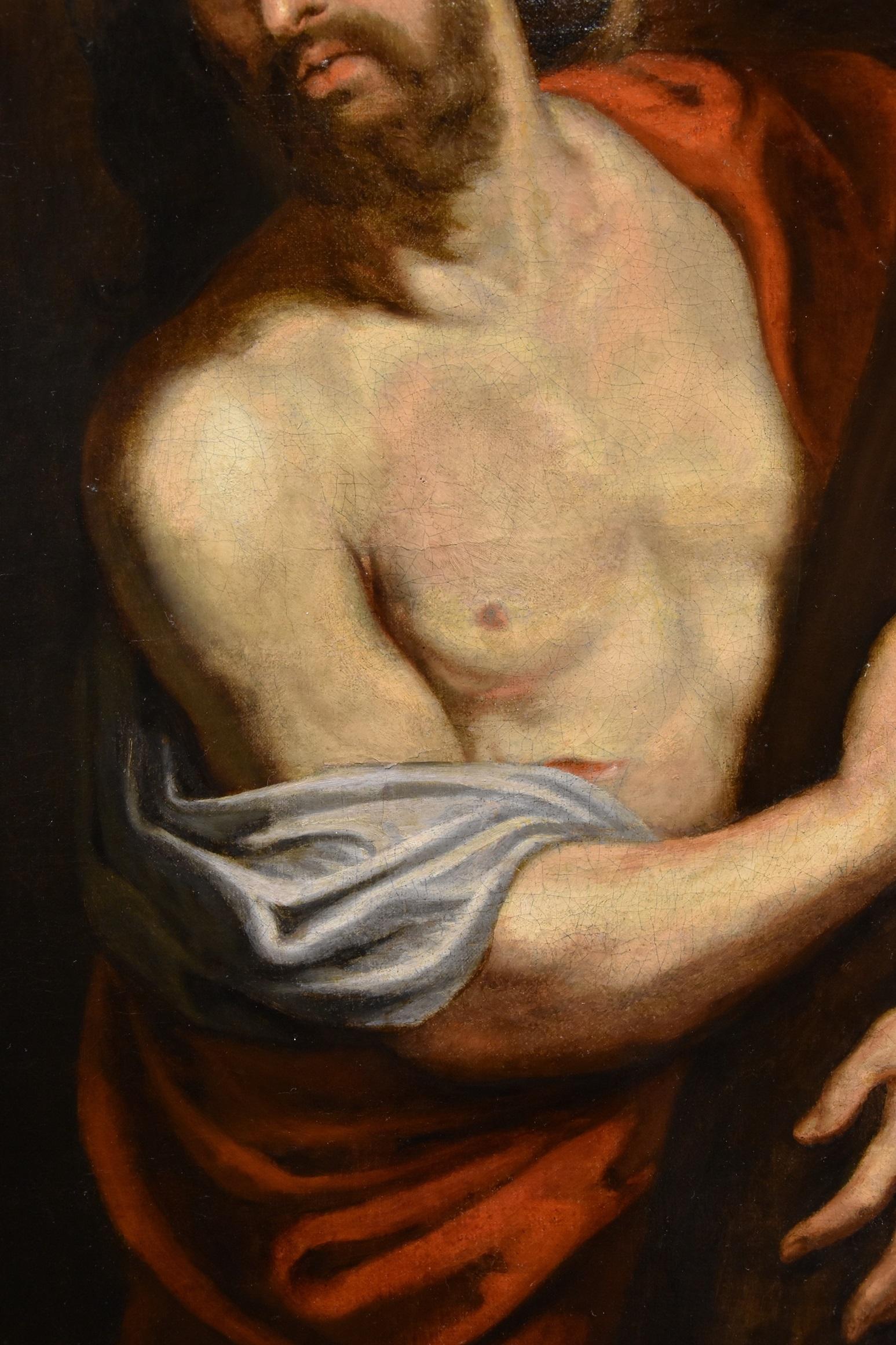 Cristo Cruz Religioso Van Dyck Siglo XVII Pintura Óleo sobre lienzo Viejo maestro en venta 3