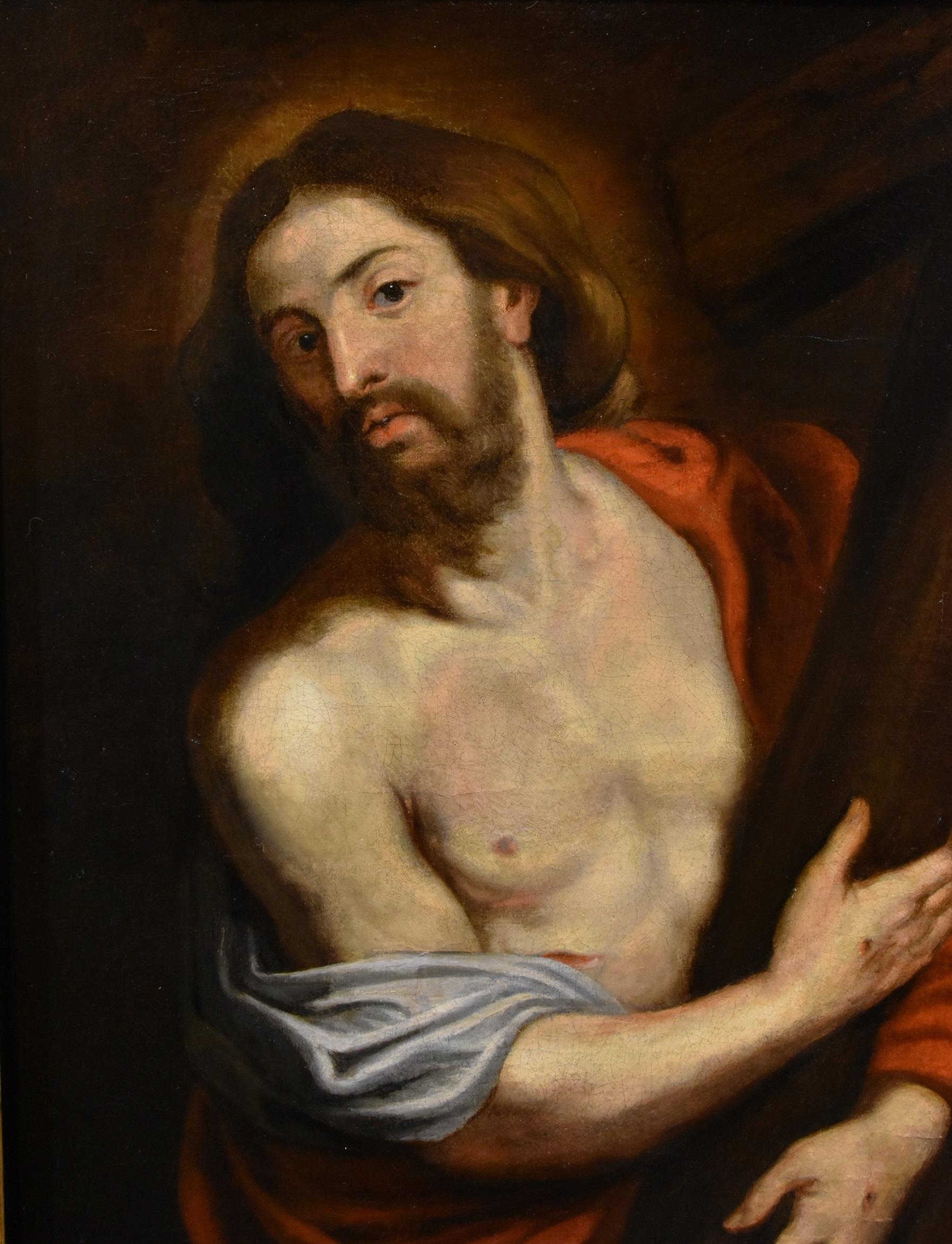 Cristo Cruz Religioso Van Dyck Siglo XVII Pintura Óleo sobre lienzo Viejo maestro en venta 6