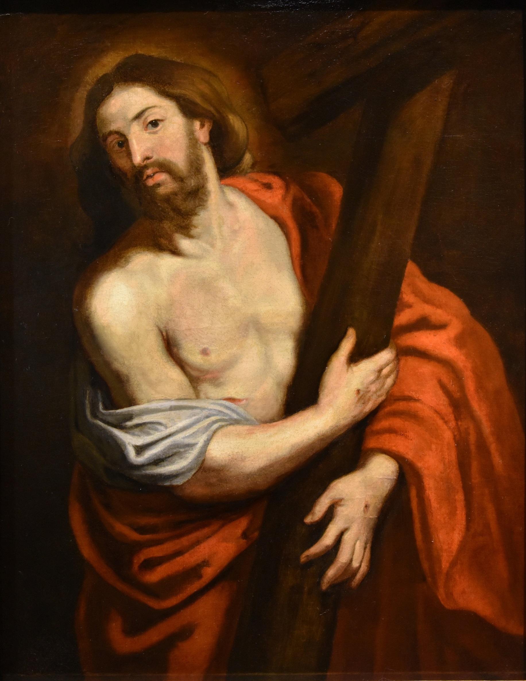 Cristo Cruz Religioso Van Dyck Siglo XVII Pintura Óleo sobre lienzo Viejo maestro - Painting de Anthoon van Dyck (Antwerp 1599 - London 1641)