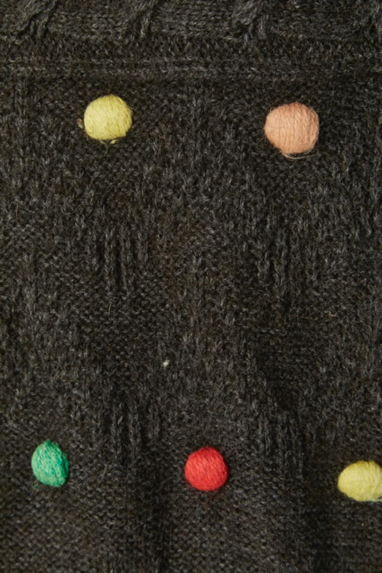 Noir Pull en alpaga anthracite avec jacquard à points multicolores CLAUDE MONTANA Tricots en vente