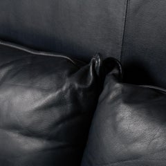 Anthracite Black Leather Coupe Sofa