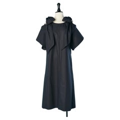 Anthracite blue cotton dress open on the shoulders with bow Chloé 