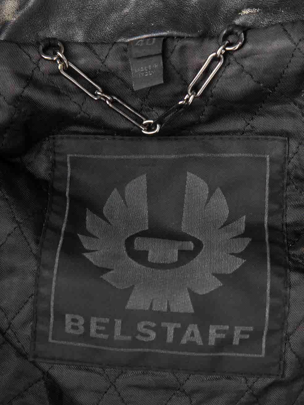 Women's Belstaff Anthracite Distressed Leather Biker Jacket Size S