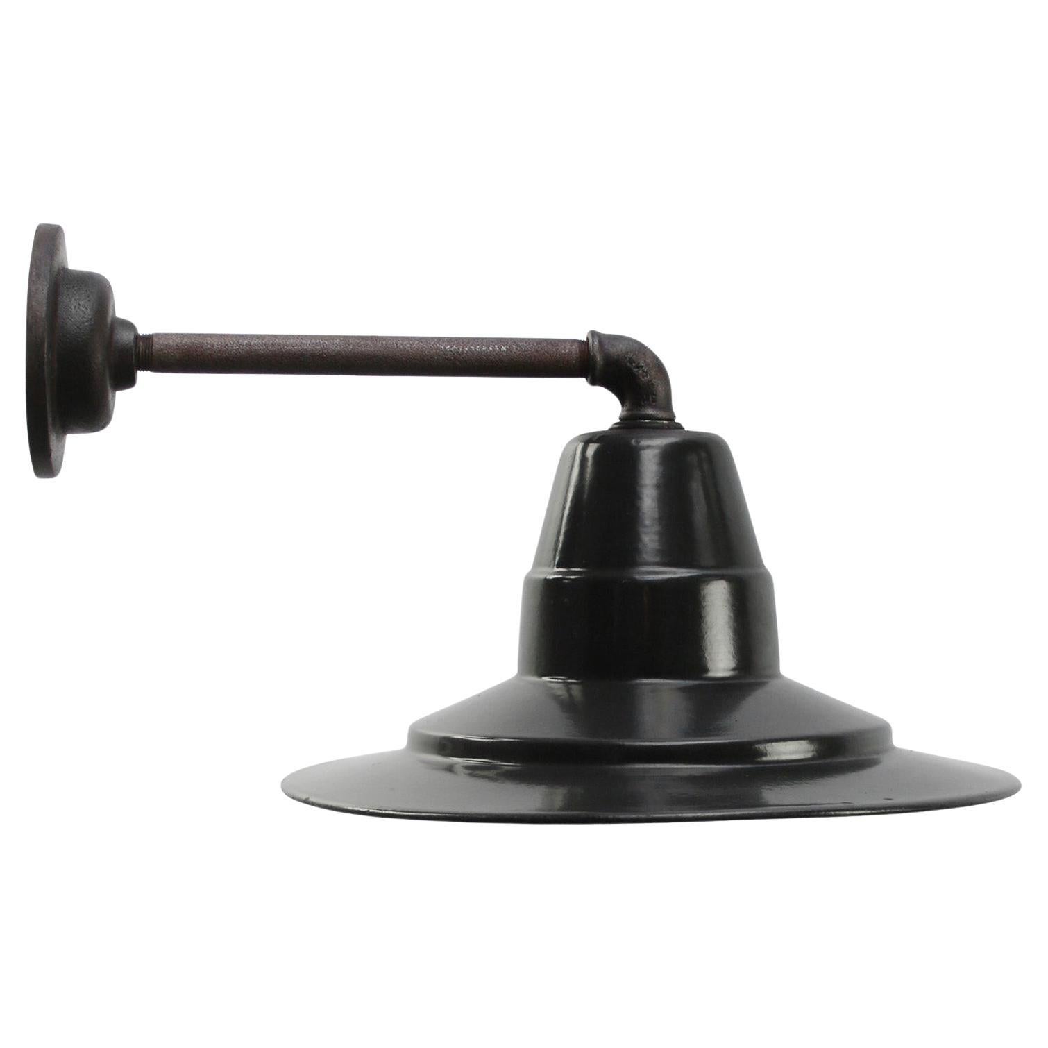 Anthracite Enamel Vintage Industrial Cast Iron Scone Wall Light For Sale