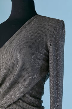 Anthracite grey asymmetrical draped jersey evening dress ALEXANDRE VAUTHIER