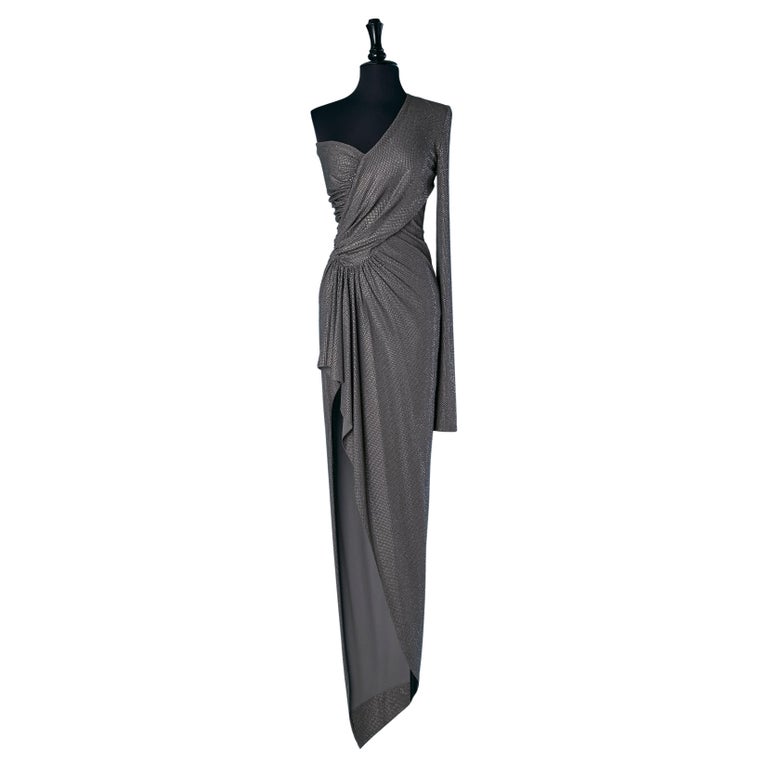 grey asymmetrical dress Asymmetrical Neckline Dress