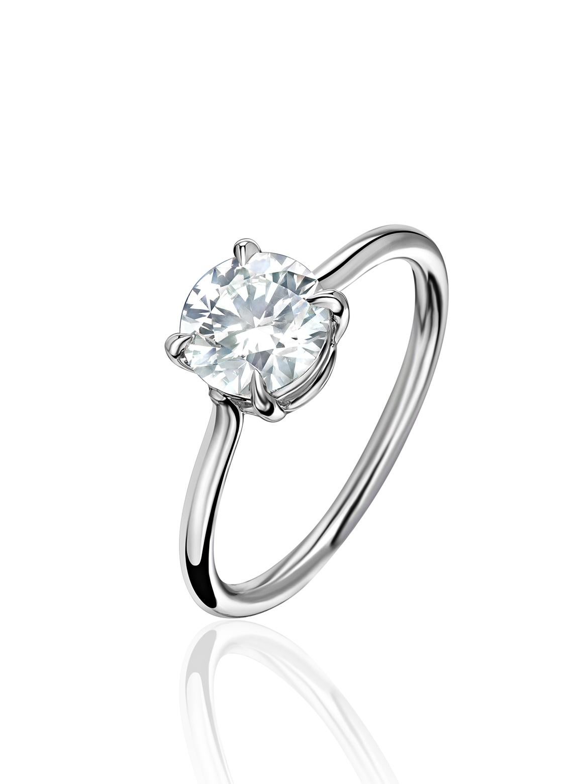 Taille ronde Bague de fiançailles inhabituelle faite sur mesure en or 18 carats avec diamant gris anthracite de 1,02 carat en vente