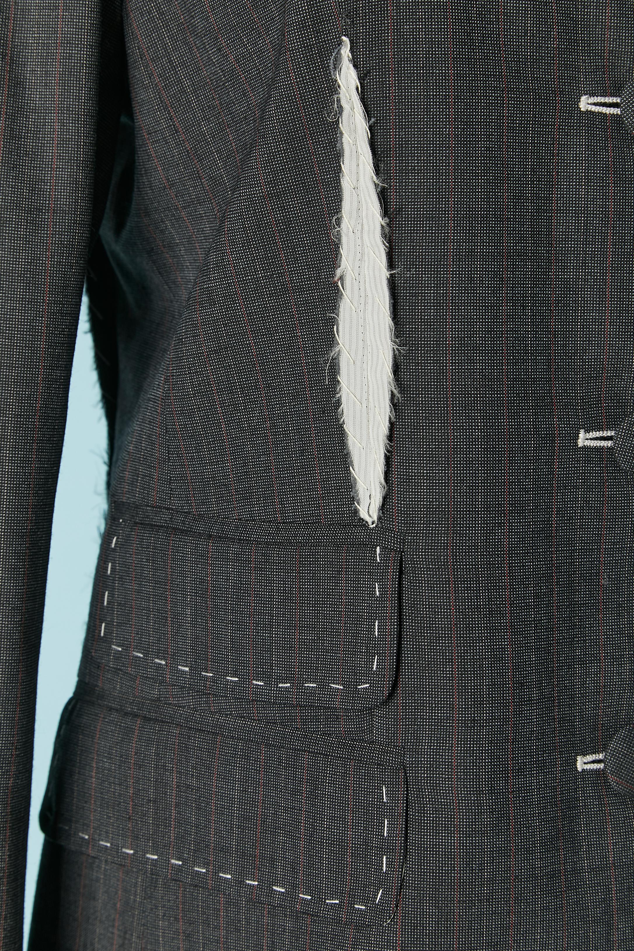 Anthrazitgrauer einreihiger Blazer mit Außennadel MOSCHINO Neu im Zustand „Neu“ im Angebot in Saint-Ouen-Sur-Seine, FR