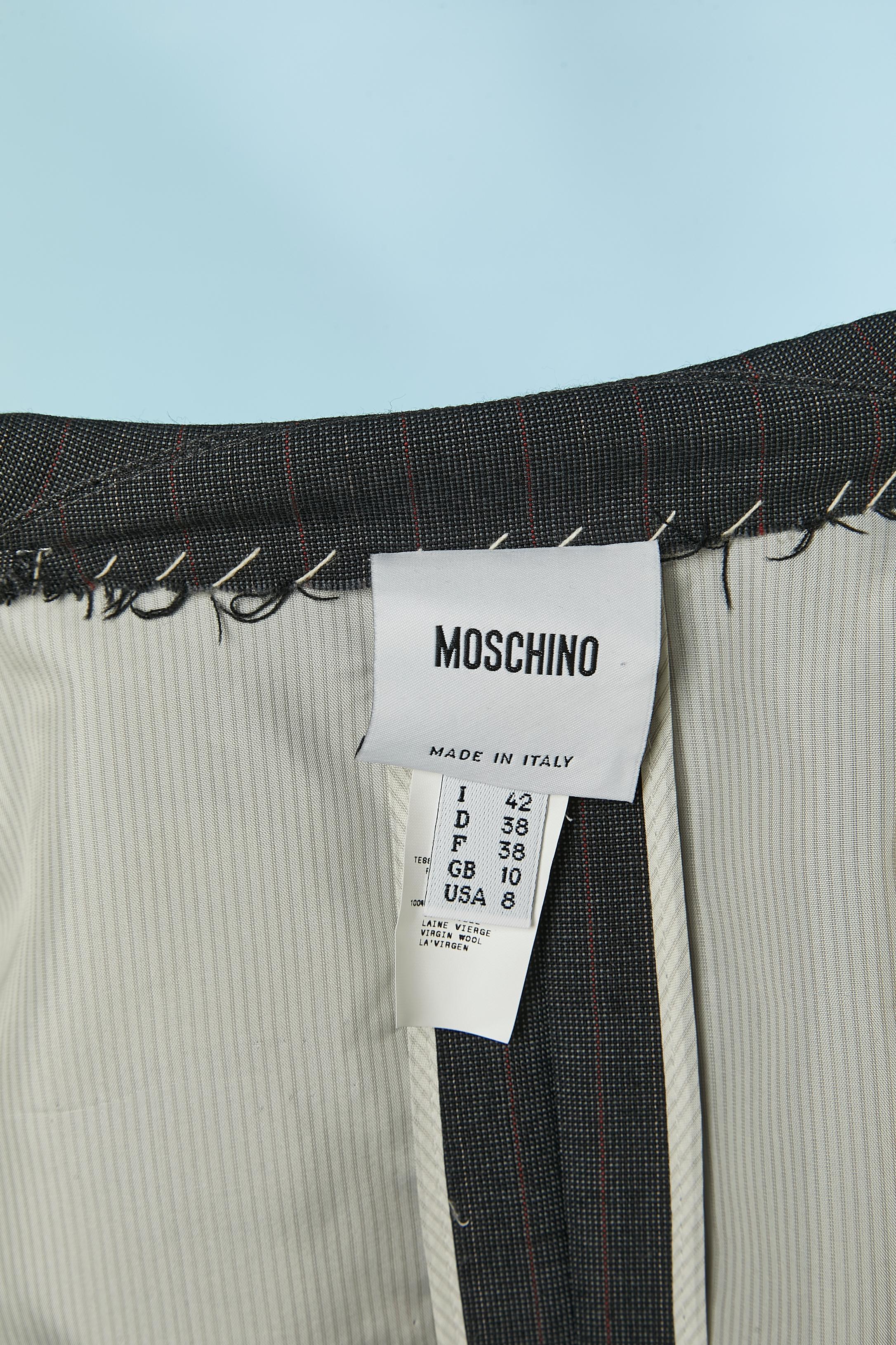 Anthrazitgrauer einreihiger Blazer mit Außennadel MOSCHINO Neu im Angebot 3