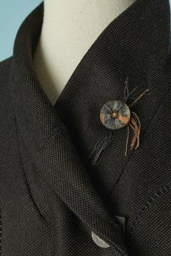 Anthracite grey single breasted jacket with cut-work MARITHÉ et FRANÇOIS GIRBAUD