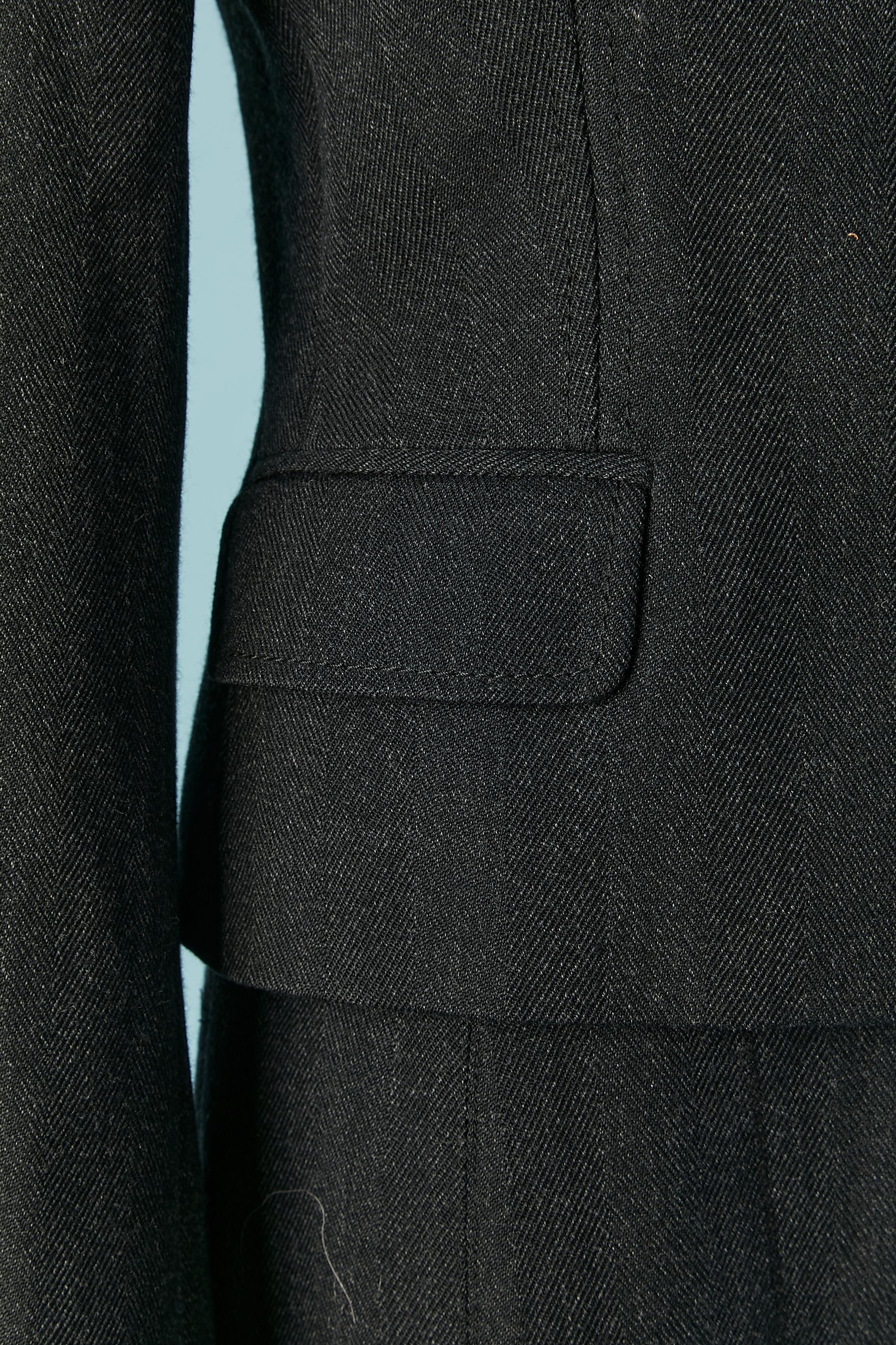 Anthracite grey wool chevron skirt suit DOLCE & GABBANA In Excellent Condition For Sale In Saint-Ouen-Sur-Seine, FR