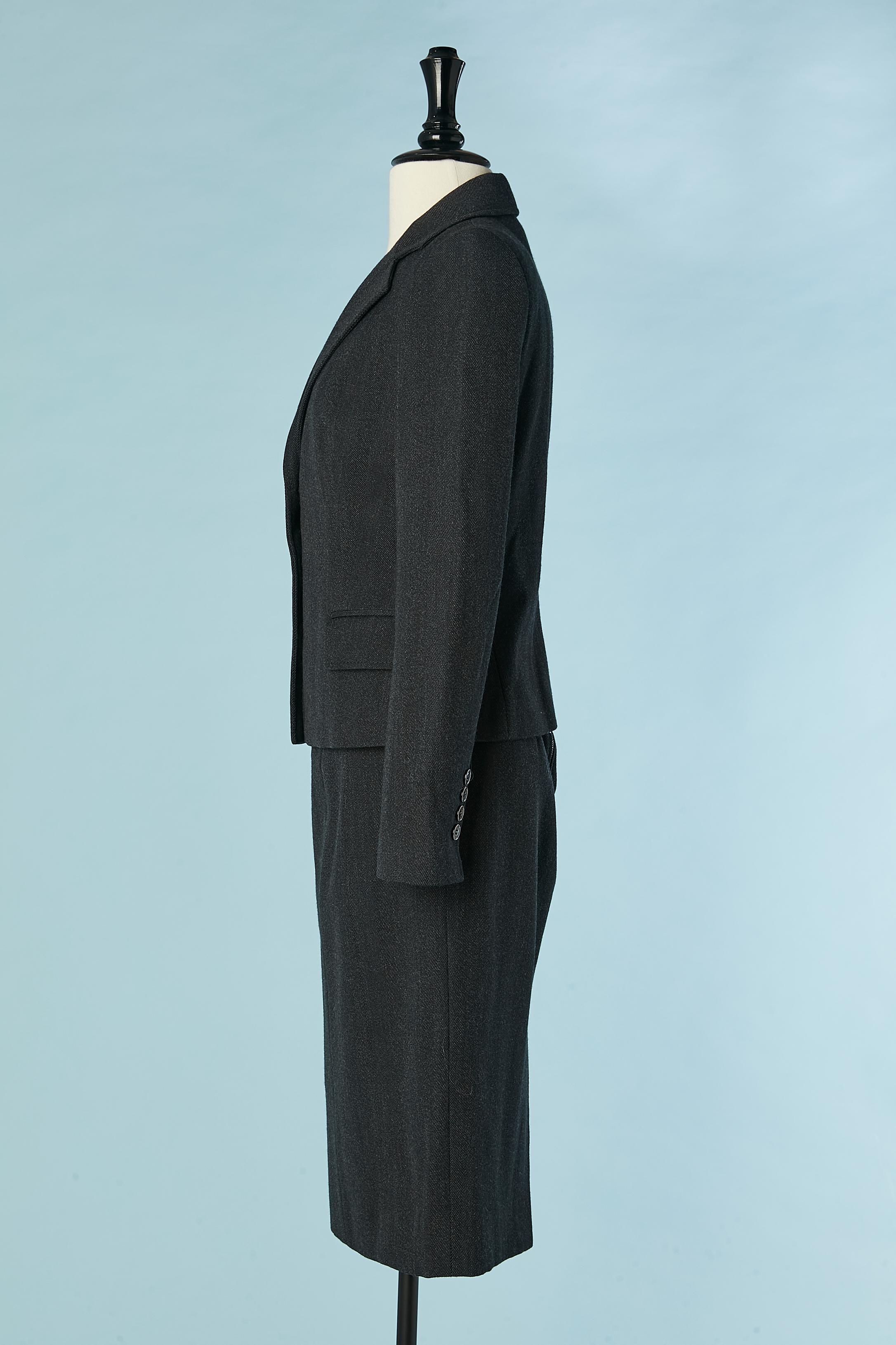 Women's Anthracite grey wool chevron skirt suit DOLCE & GABBANA For Sale
