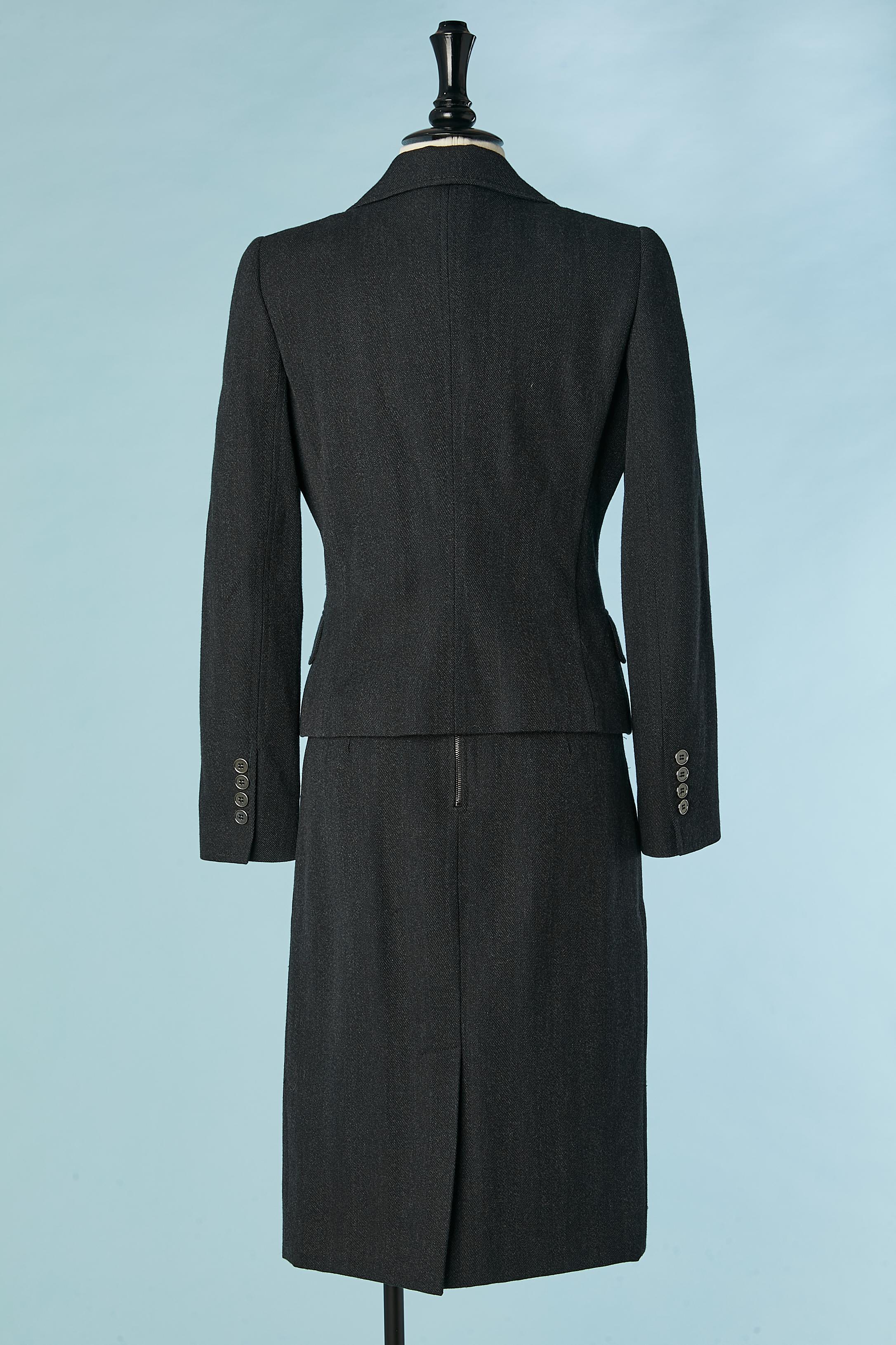 Anthracite grey wool chevron skirt suit DOLCE & GABBANA For Sale 1