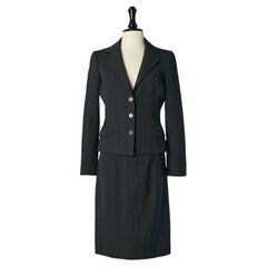 Anthracite grey wool chevron skirt suit DOLCE & GABBANA