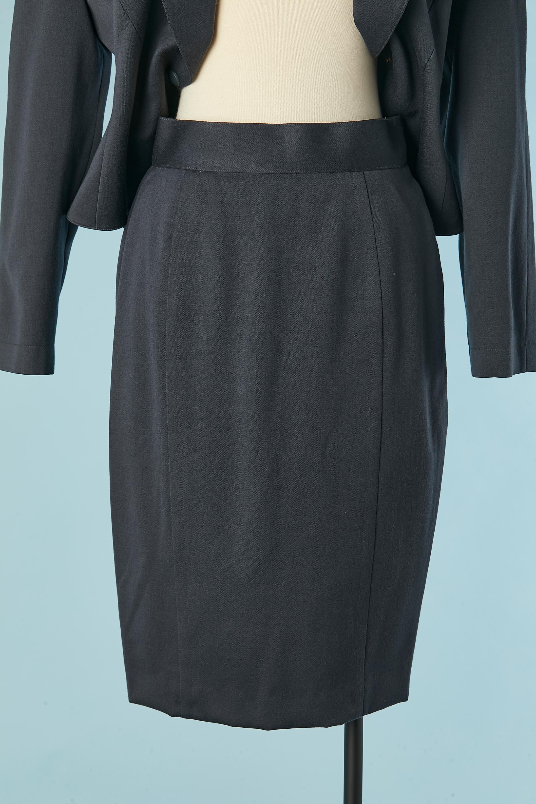 Anthracite grey wool skirt-suit MUGLER by Thierry Mugler For Sale 1
