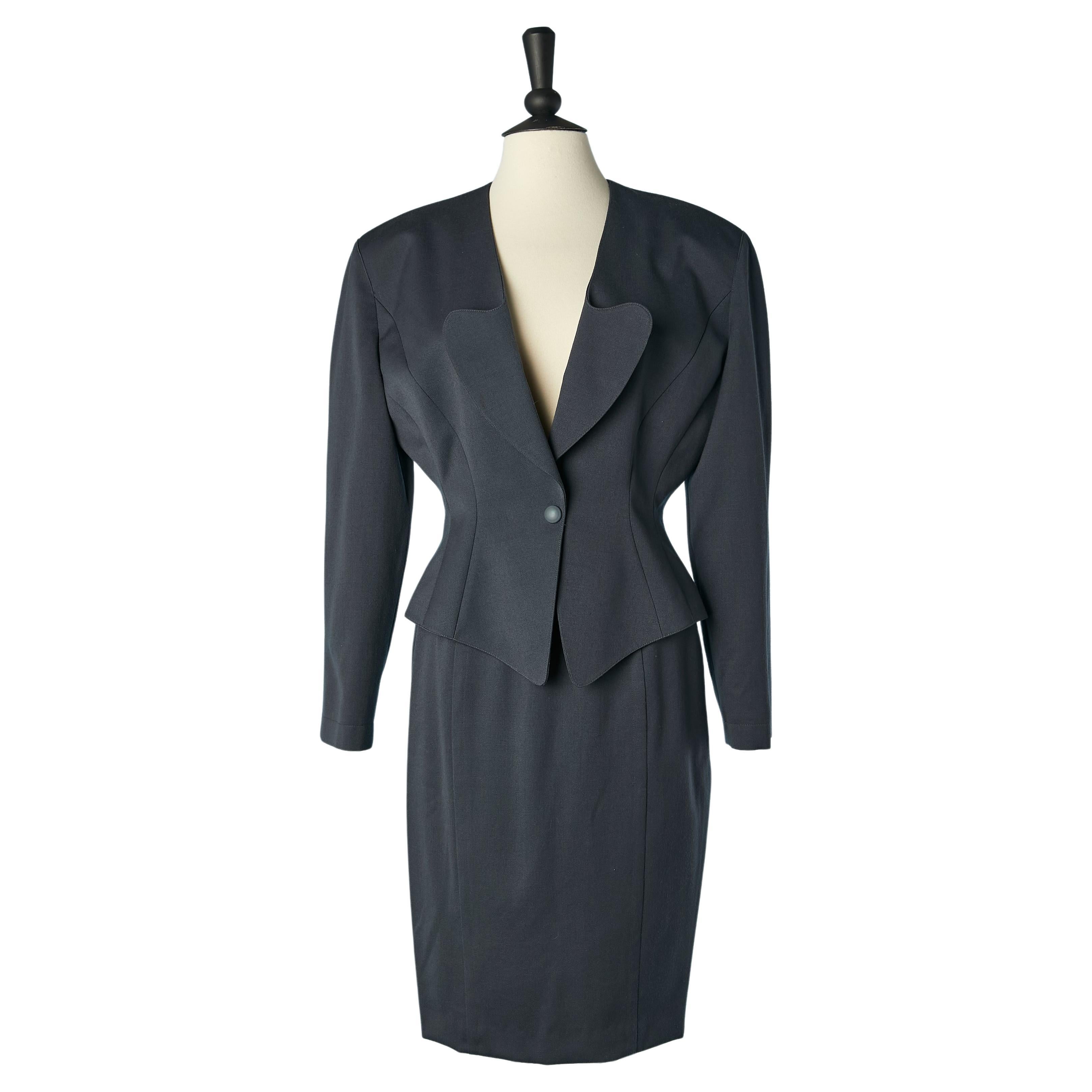 Anthracite grey wool skirt-suit MUGLER by Thierry Mugler  For Sale