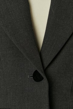 Anthracite grey wool skirt-suit with velvet details EMMANUELLE KHANH