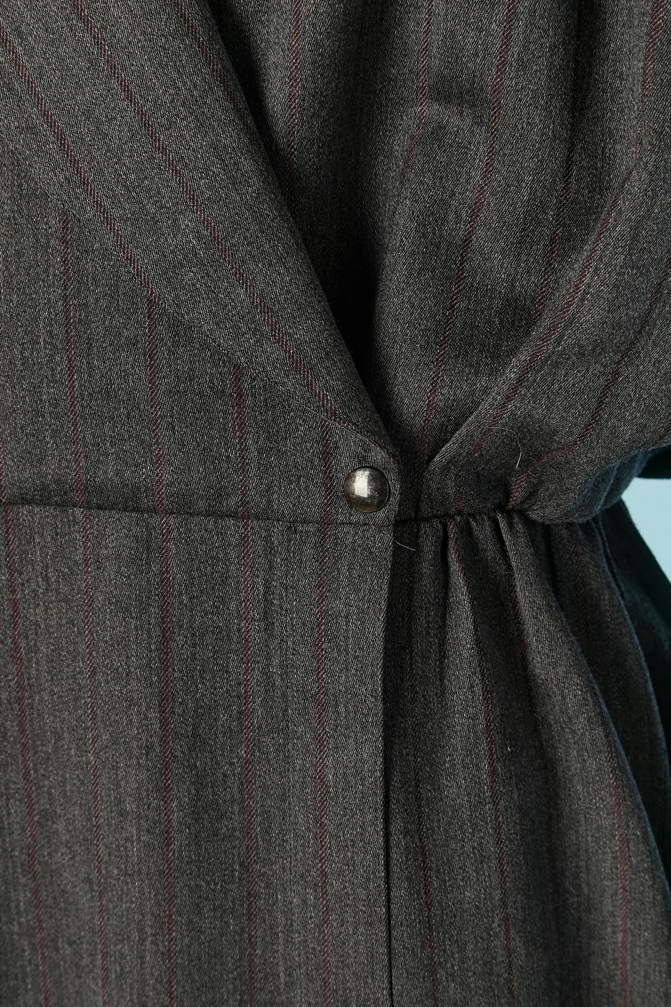 Vestido de lana gris antracita con rayas finas THIERRY MUGLER Negro en venta