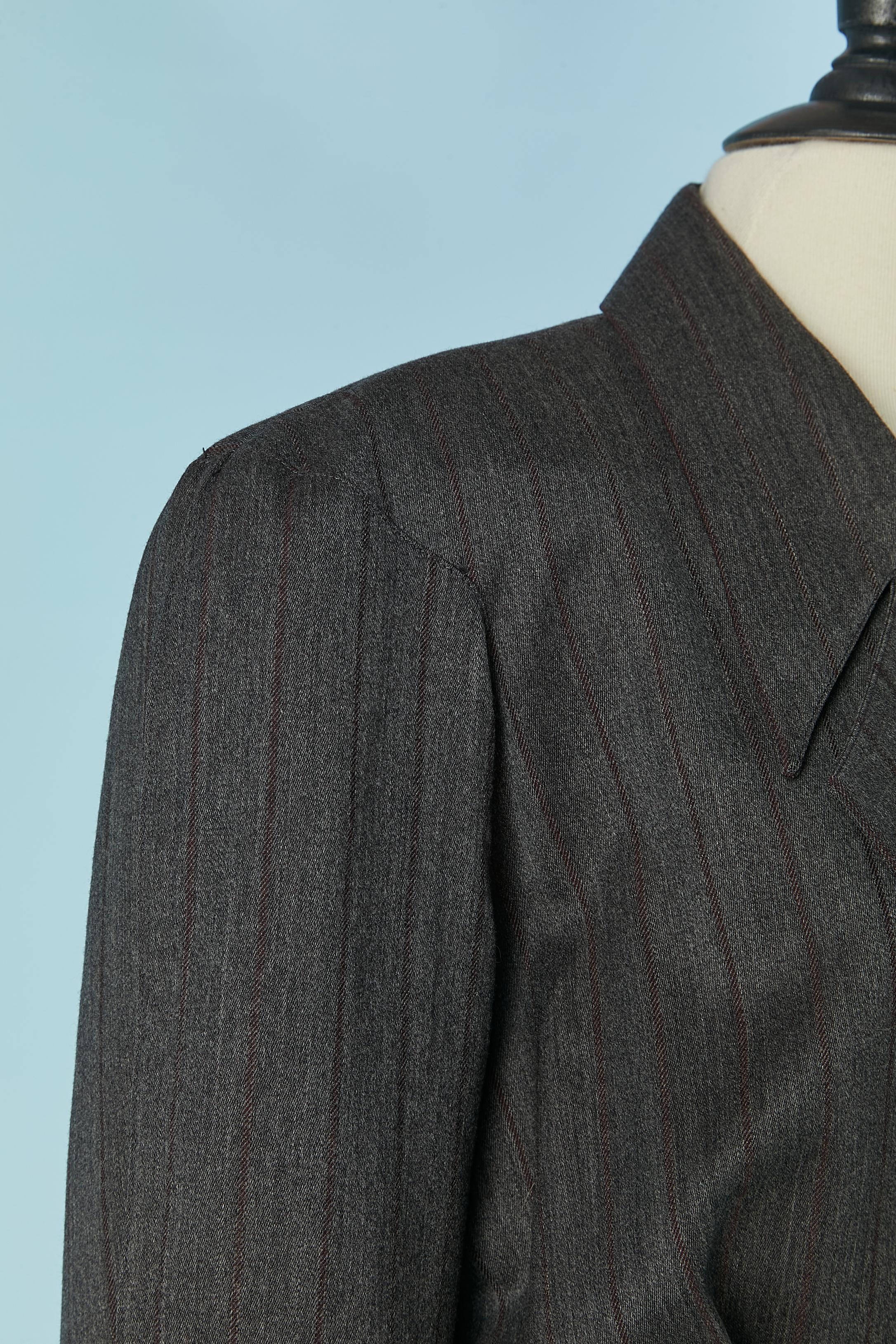 De las mujeres Vestido de lana gris antracita con rayas finas THIERRY MUGLER en venta