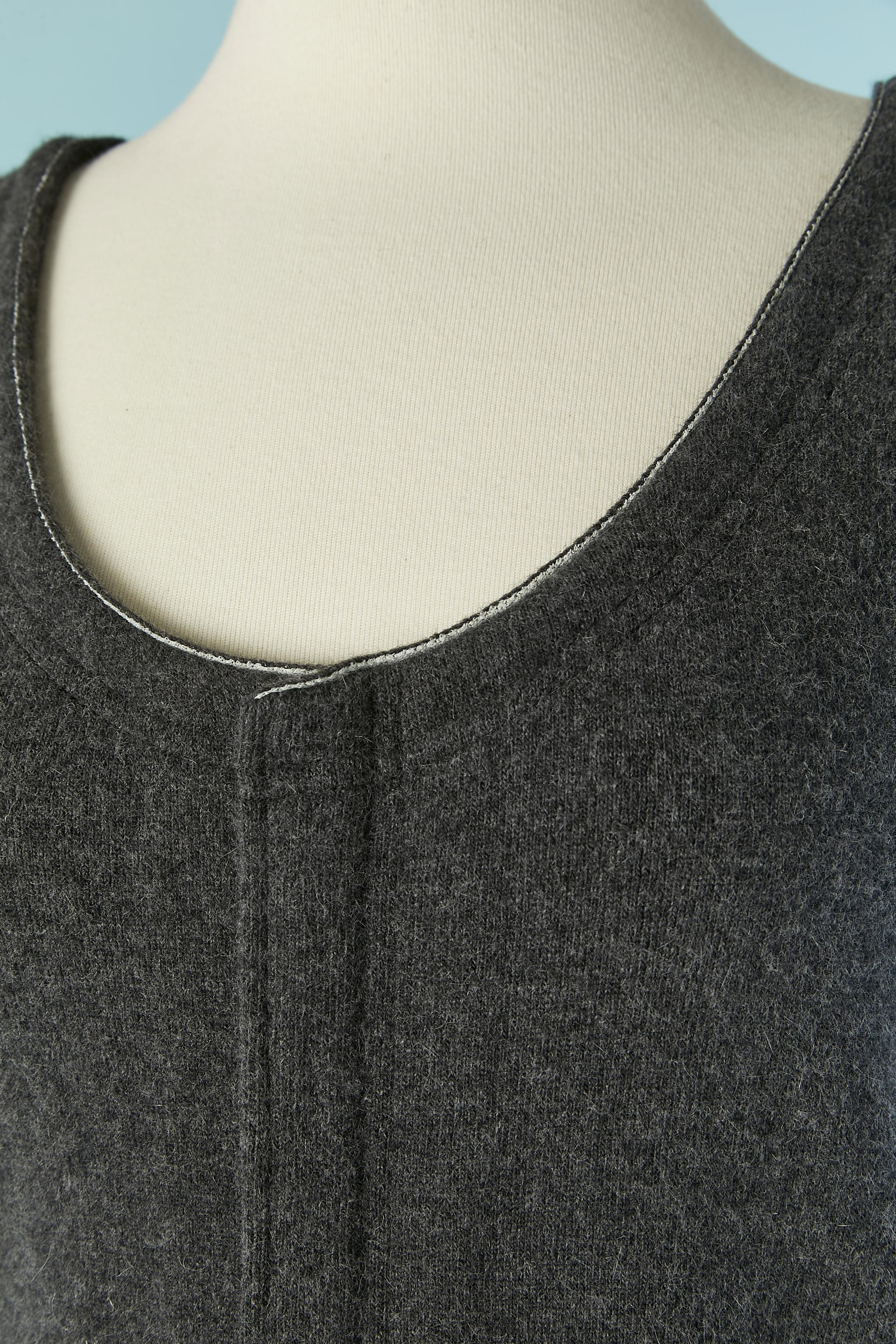 Black Anthracite knit dress open on the side and longer on the back Céline For Sale