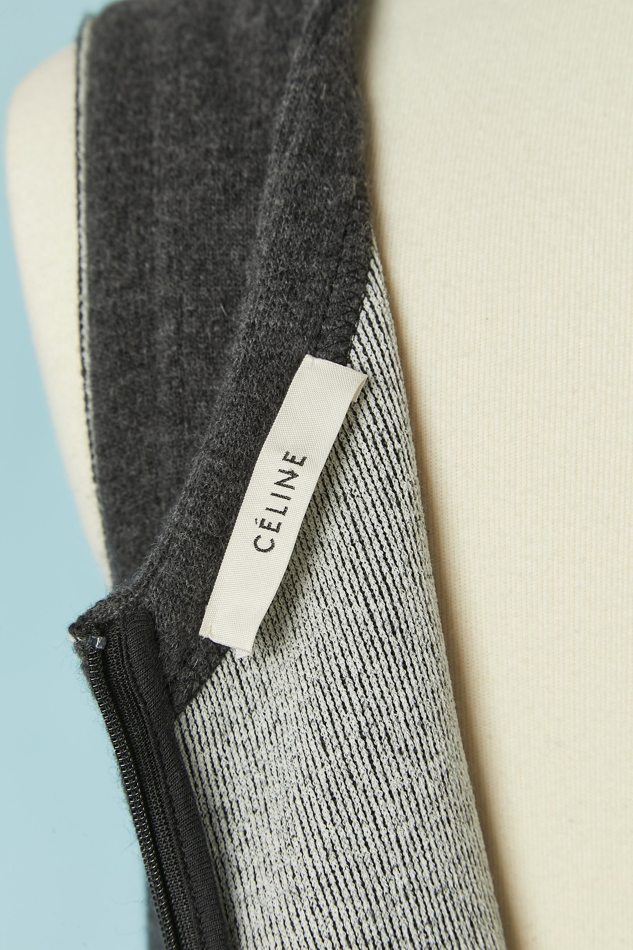 Anthracite knit dress open on the side and longer on the back Céline For Sale 2