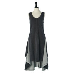 Anthracite knit dress open on the side and longer on the back Céline