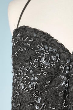 Top de encaje antracita con lentejuelas y abalorios Junya Watanabe Comme des Garçons