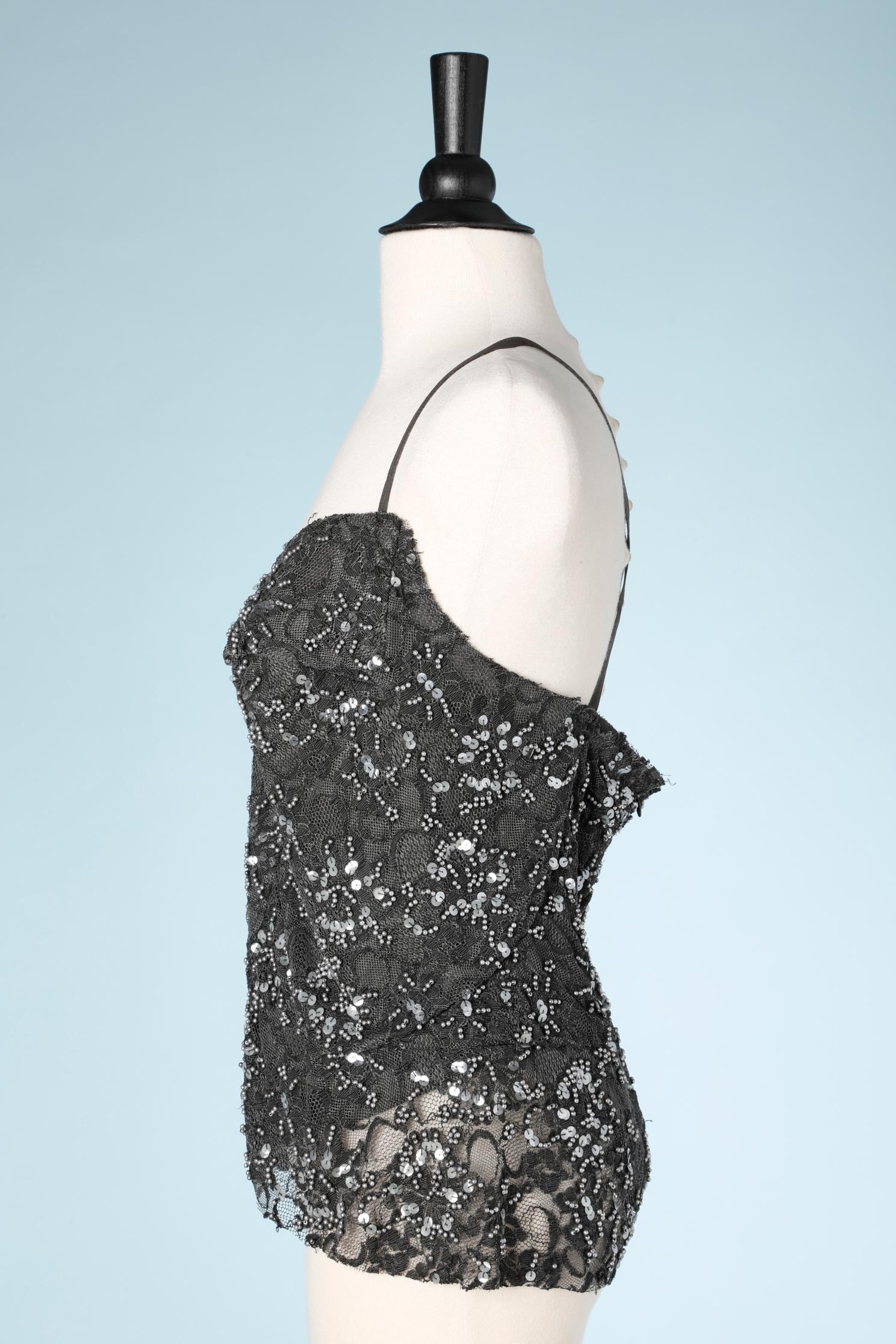 Top in pizzo antracite con paillettes e perline Junya Watanabe Comme des Garçons In condizioni ottime in vendita a Saint-Ouen-Sur-Seine, FR