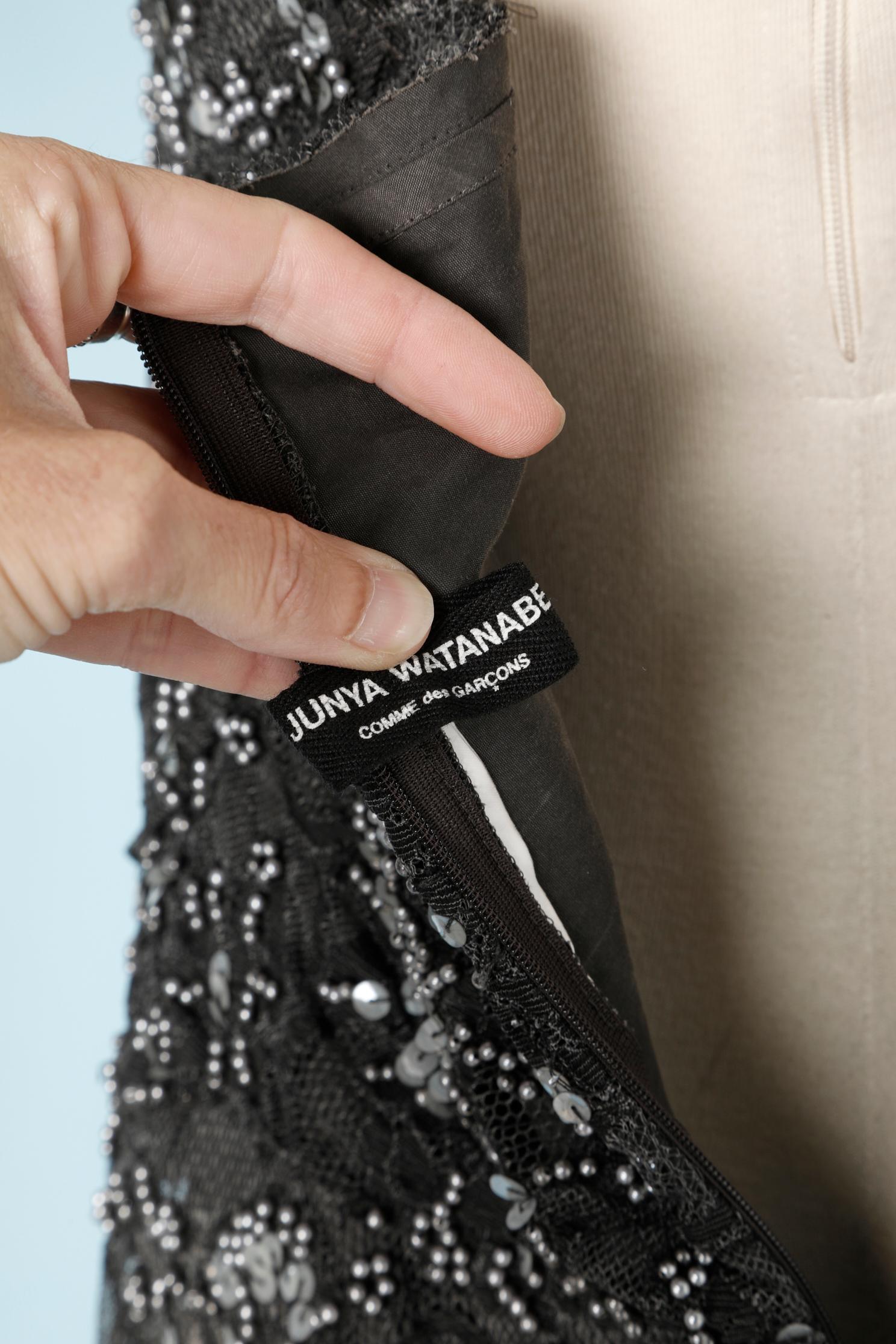 Top in pizzo antracite con paillettes e perline Junya Watanabe Comme des Garçons in vendita 1