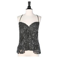 Top in pizzo antracite con paillettes e perline Junya Watanabe Comme des Garçons