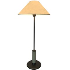 Anthracite Nickel Table Lamp with Celadon Leather