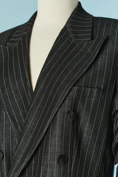 Anthracite pin-striped trouser suit with rolled up sleeves JP Gaultier Classique