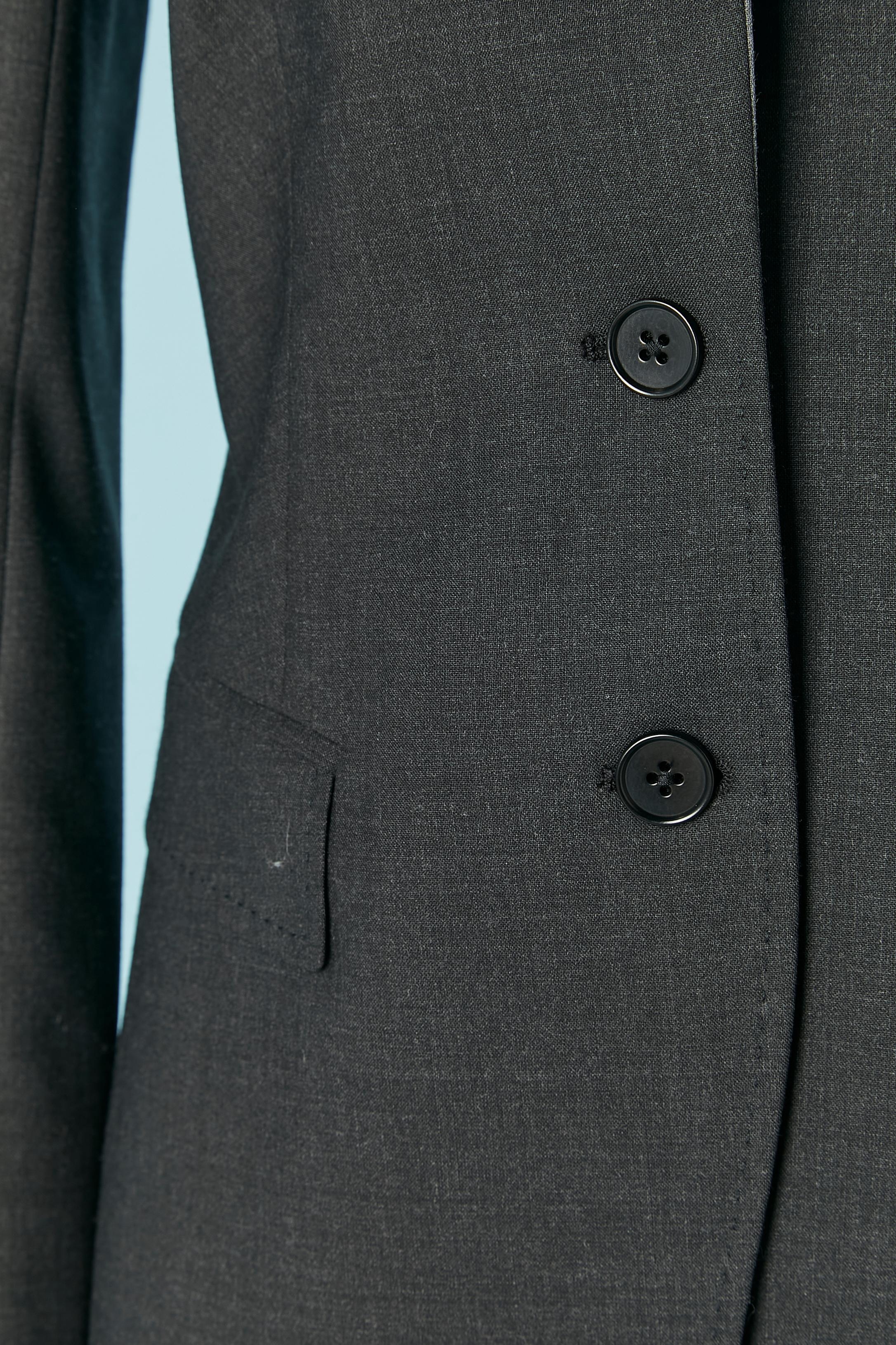 Anthrazitfarbener einreihiger Blazer mit grauem RandPaul Smith Black Label NEU (Schwarz) im Angebot