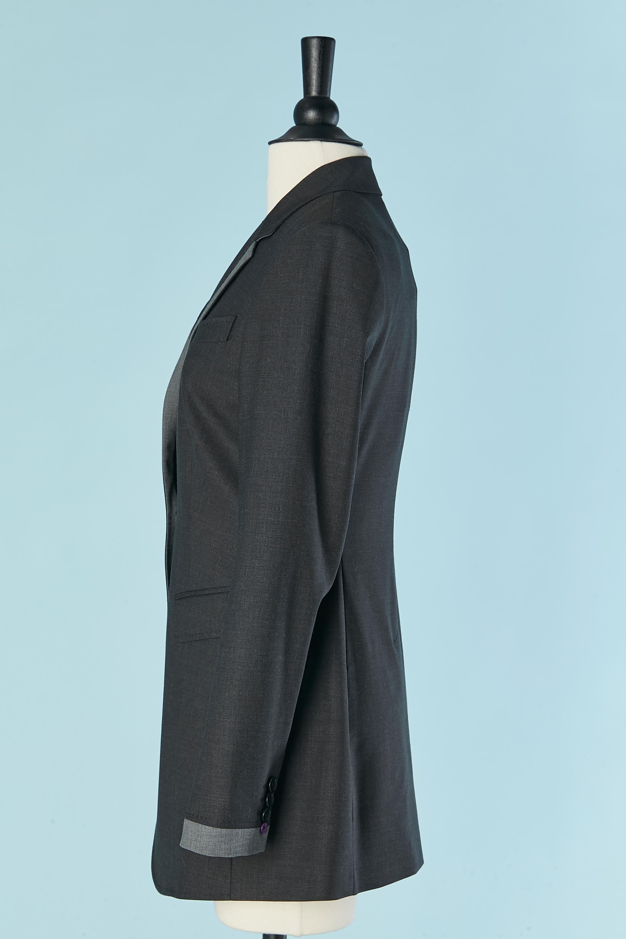 Anthrazitfarbener einreihiger Blazer mit grauem RandPaul Smith Black Label NEU im Zustand „Neu“ im Angebot in Saint-Ouen-Sur-Seine, FR