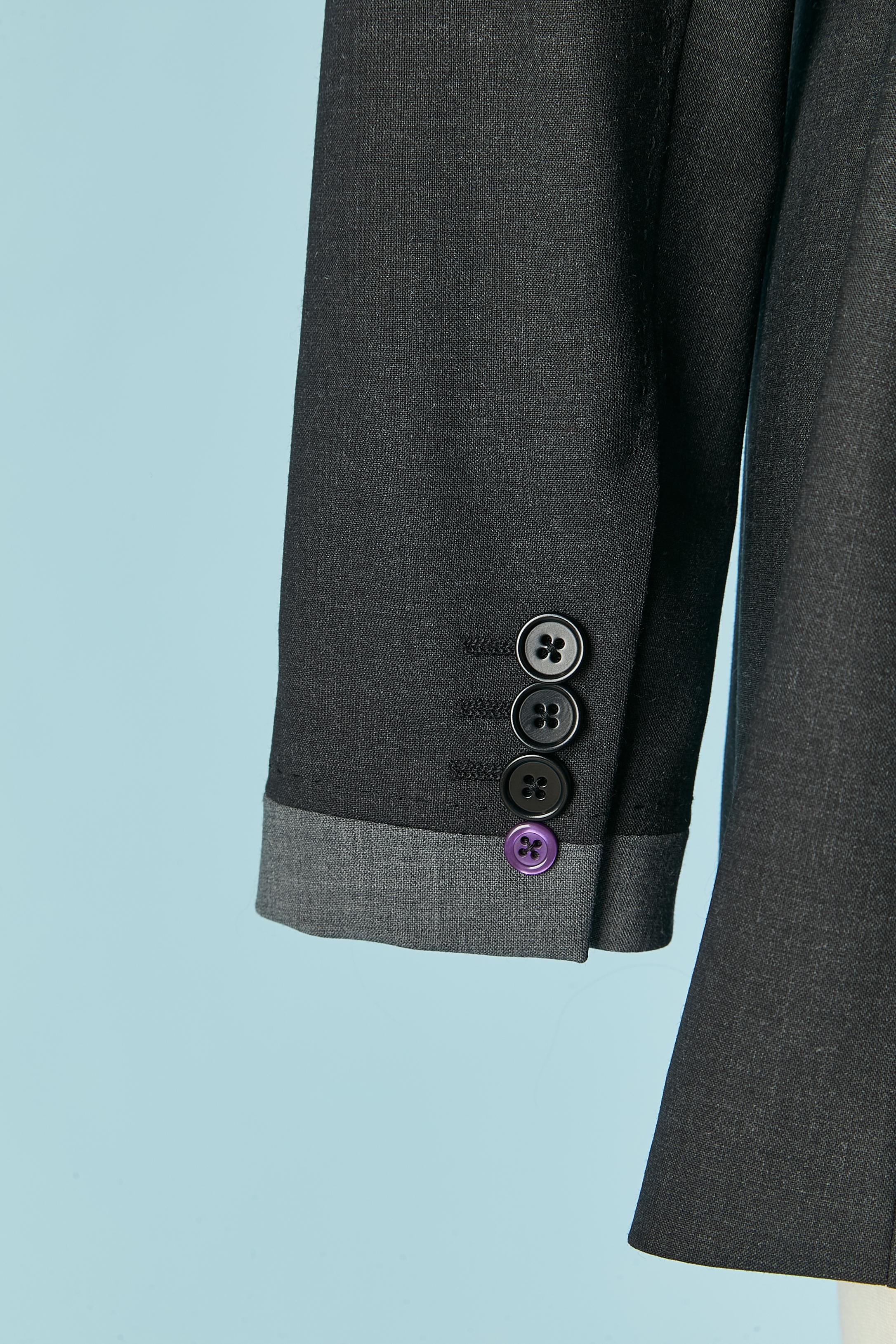Anthrazitfarbener einreihiger Blazer mit grauem RandPaul Smith Black Label NEU Damen im Angebot